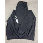 Adidas Originals Hoodie Mens M Black Trefoil 3 Stripes Sleeve Graphic Pullover