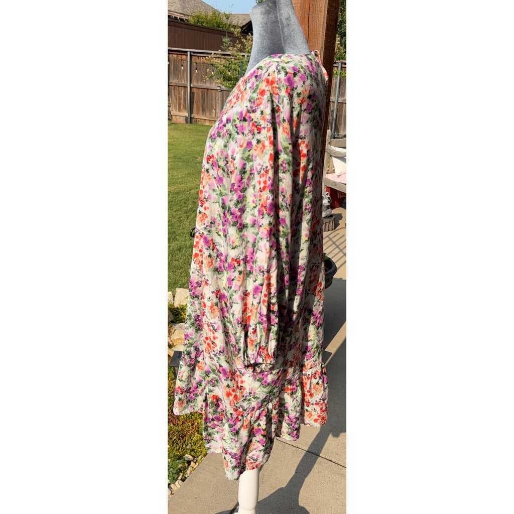 & Other Stories Dress Womens 44 US 12 Floral Long Sleeve Ruffle Shift Mini