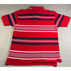 Tommy Hilfiger Mens L Polo Shirt Red Navy White Stripe 100% Cotton Y2K Preppy
