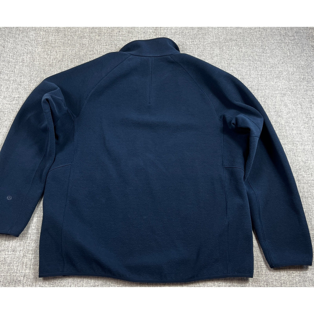 lululemon Mens Large Textured Snap Neck Pullover Jacket Navy Zip Pockets