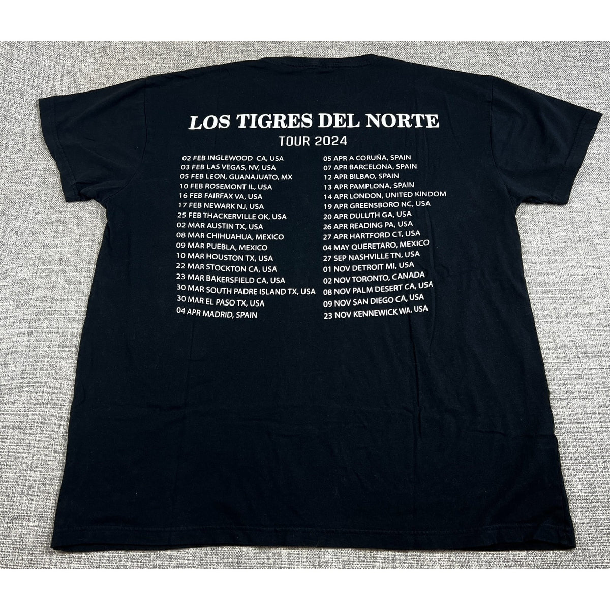 Los Tigres del Norte Siempre Contigo Tour 2024 T-Shirt Men’s L Black