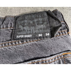 Levis Skateboarding Super Baggy Jeans Mens 30x34 Gray Black Y2K Skater A4298