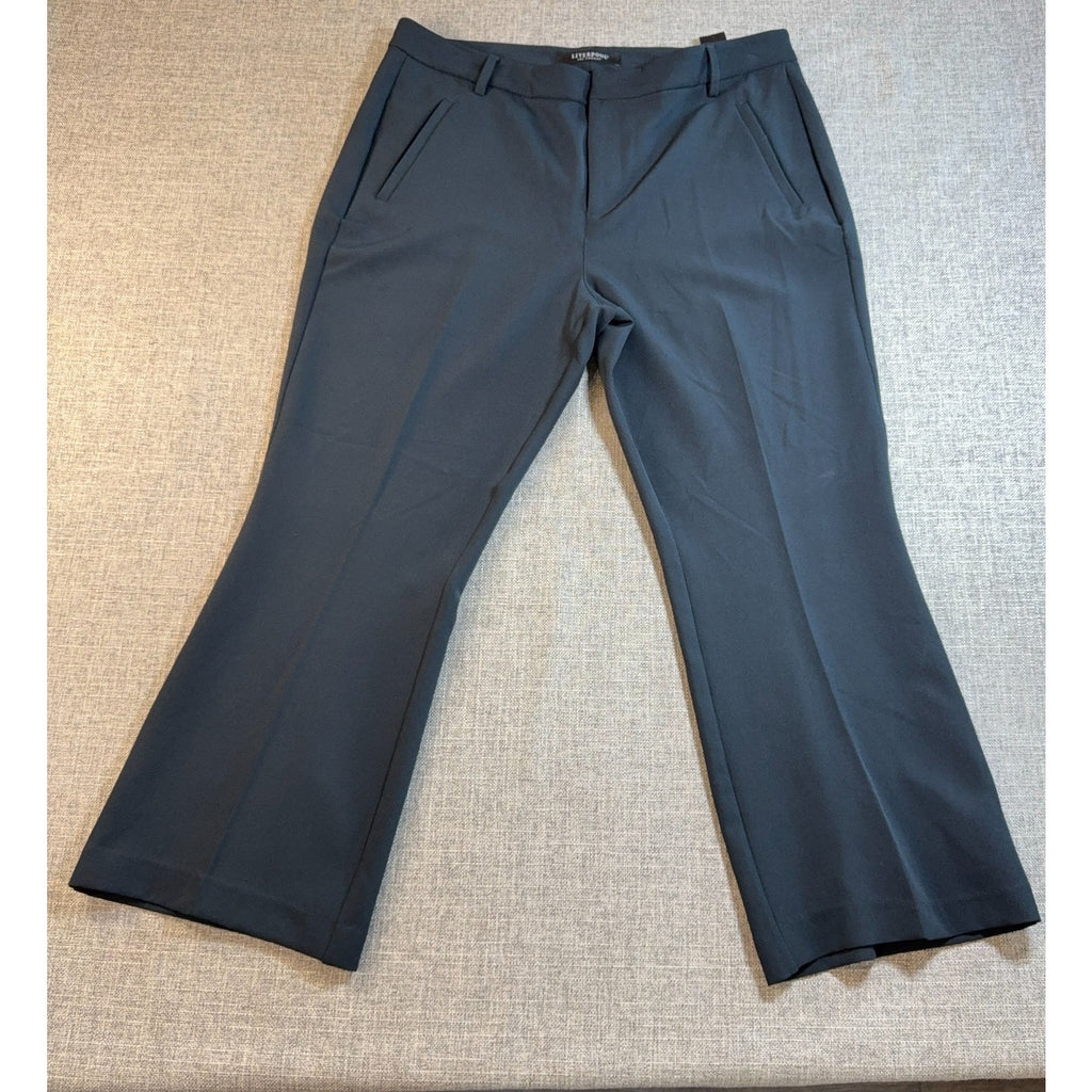 Liverpool Los Angeles Womens 14/32 Black Cropped Flare Dress Pants Stretch Flaw