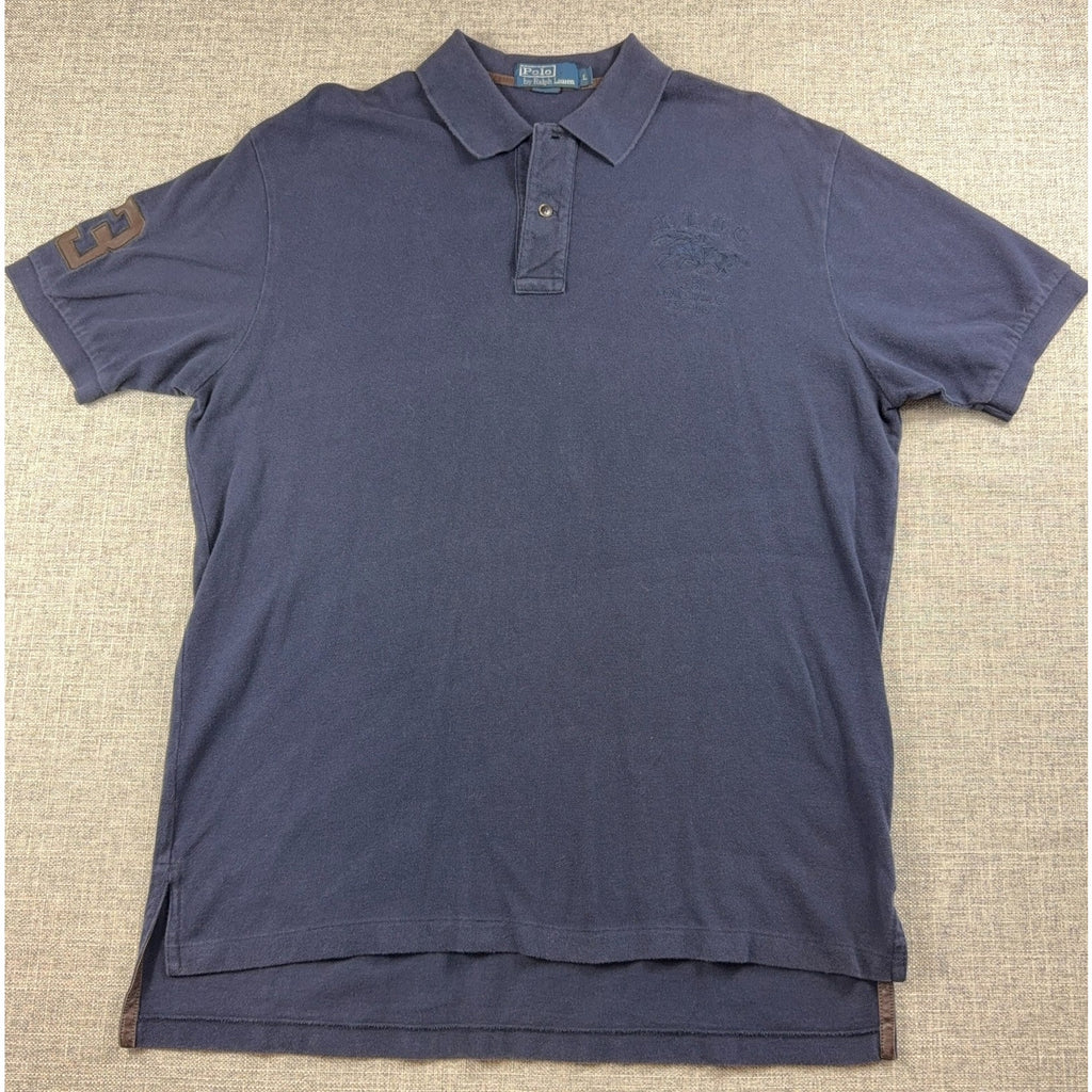 Polo Ralph Lauren Polo Shirt Mens Large Faded Navy RLC 38 Number 3 Rugby