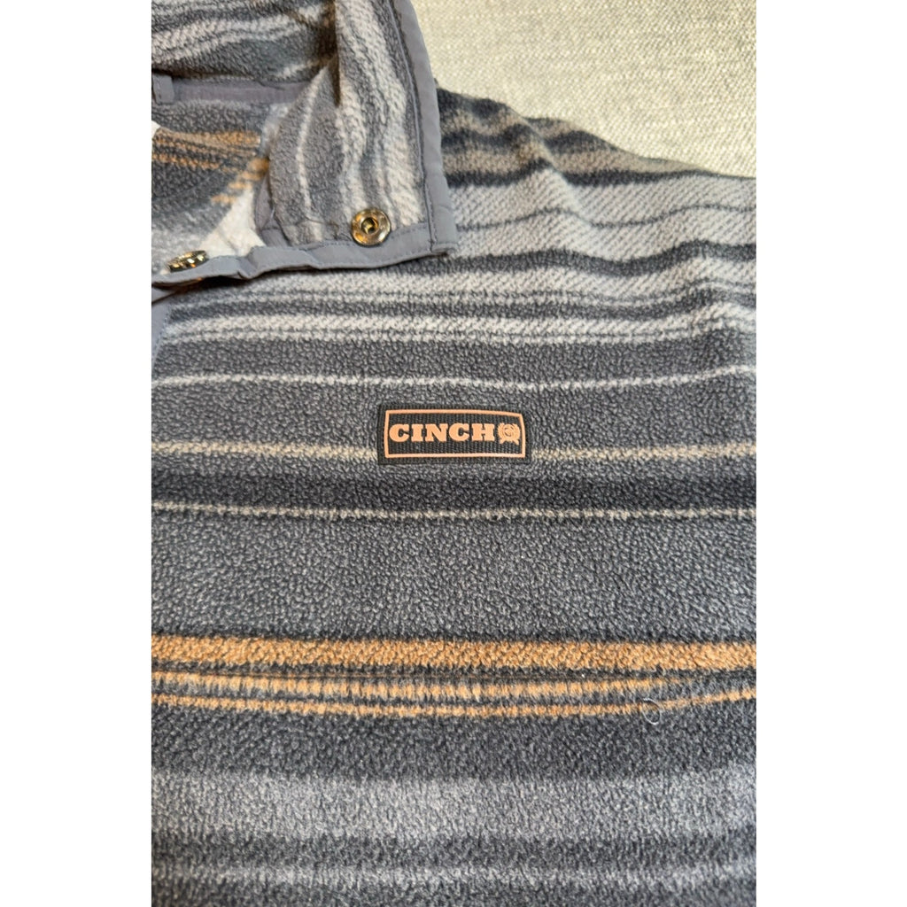 Cinch Fleece Pullover Mens S Southwestern Stripe Snap Neck Western Ranch