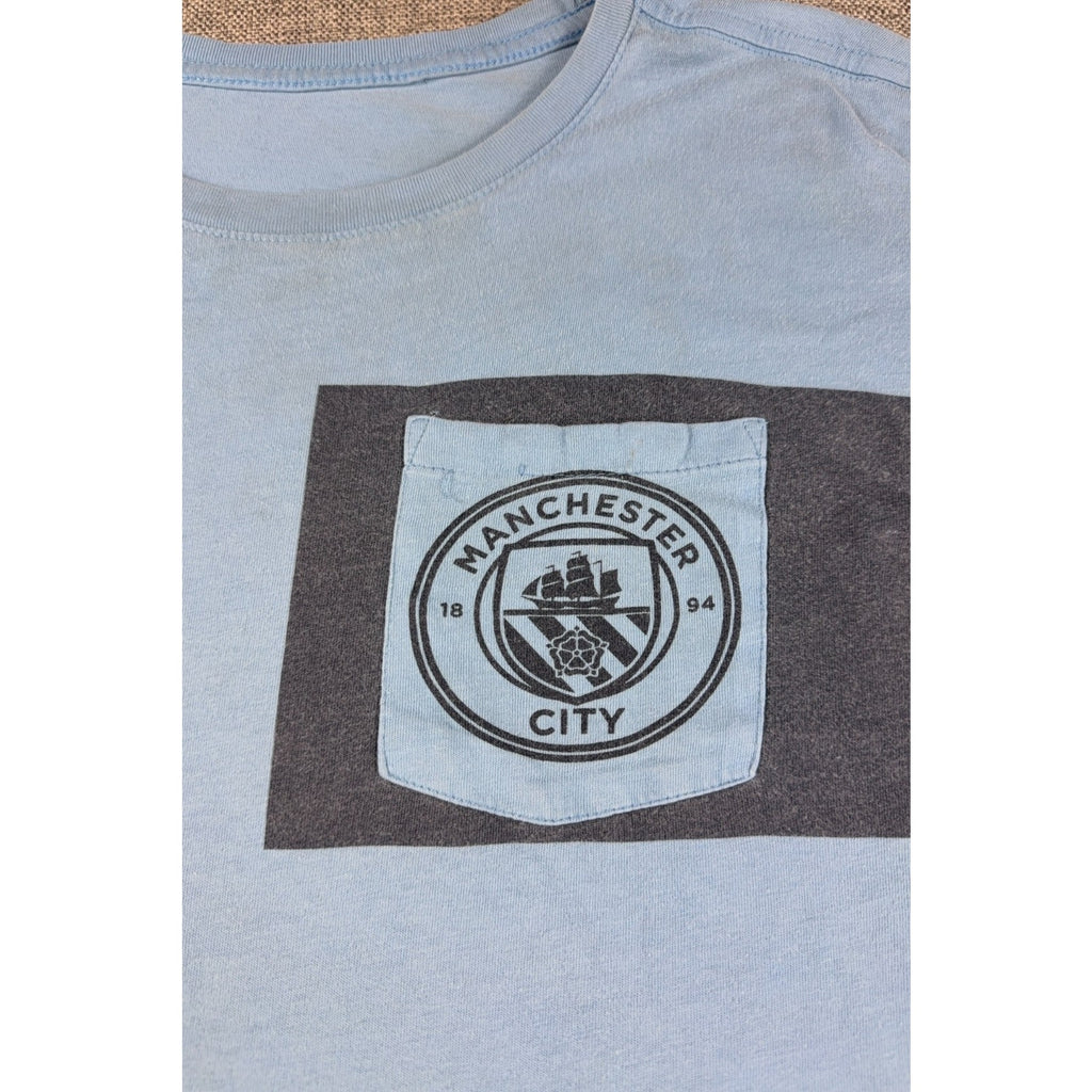 Manchester City Nike Tee Mens Medium Blue Soccer Football Pocket Shirt