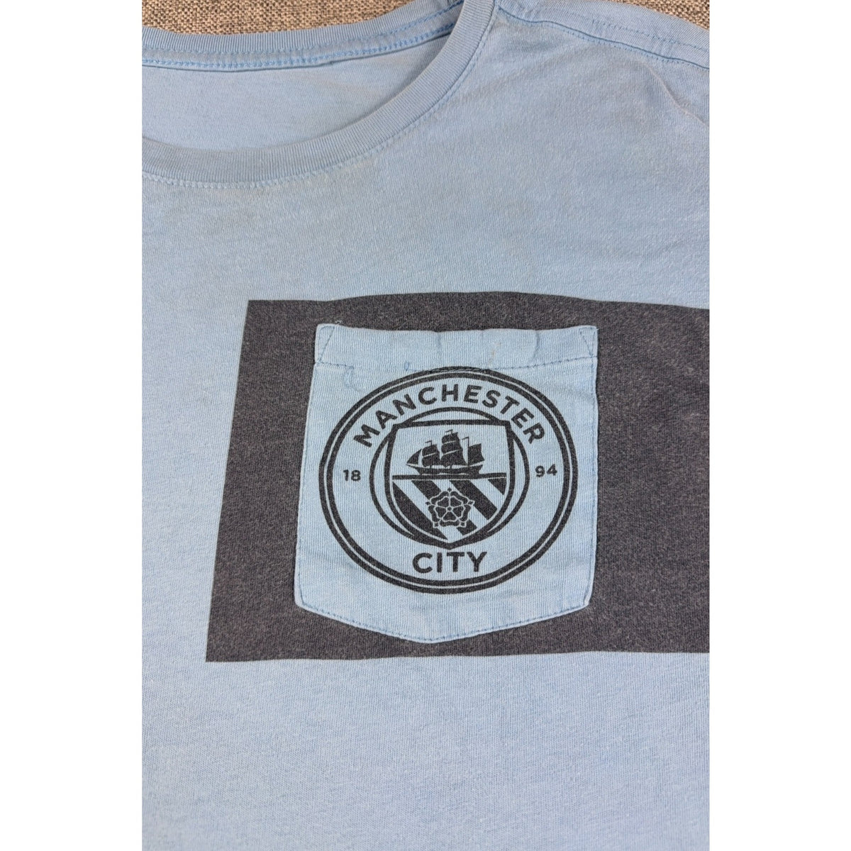 Manchester City Nike Tee Mens Medium Blue Soccer Football Pocket Shirt