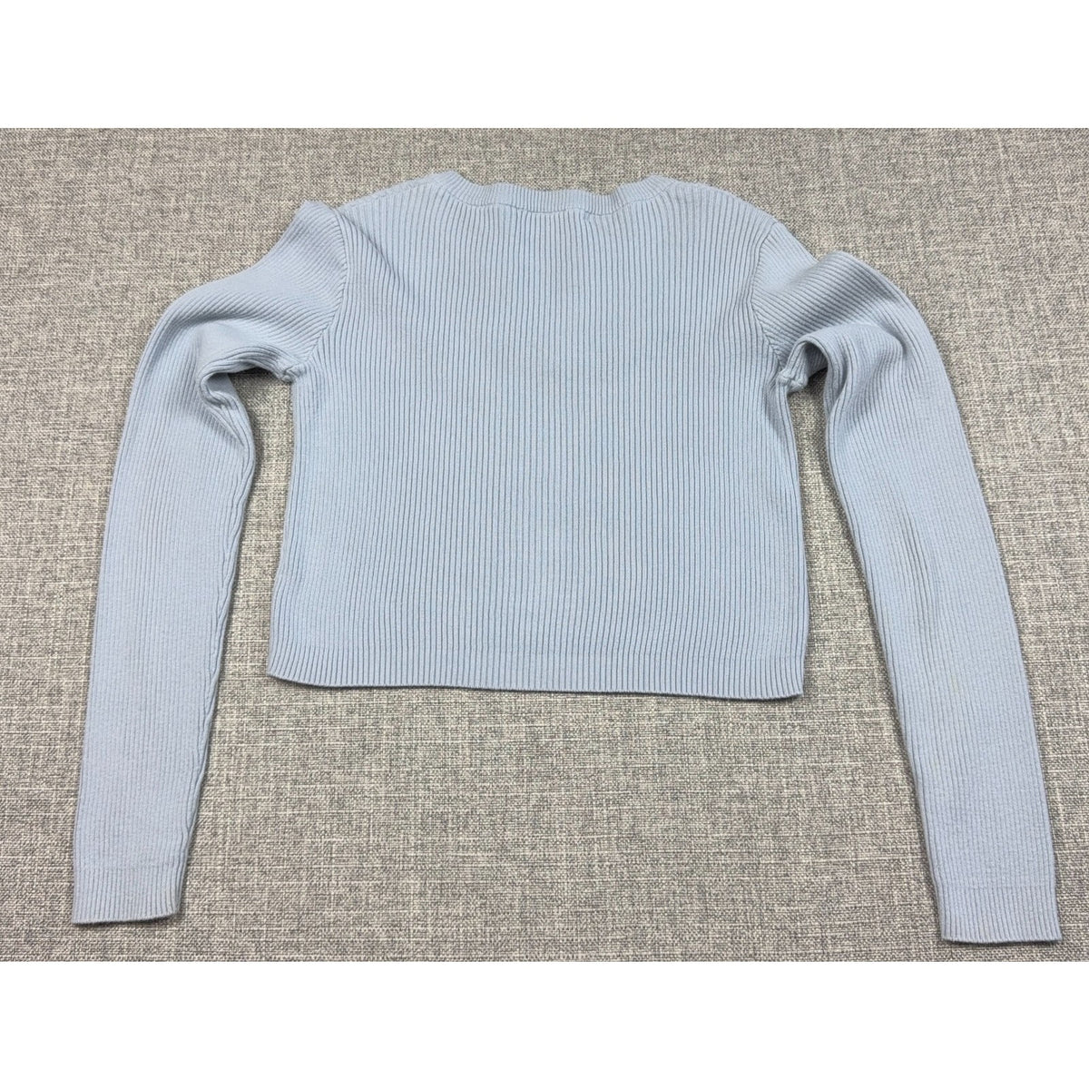 Brandy Melville Zelly Top One Size Light Blue Ribbed Cropped Henley Long Sleeve