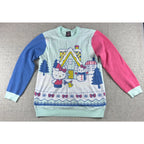 Hello Kitty Sanrio Christmas Sweater Womens L Holiday Snowman Colorblock Knit