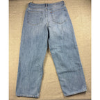 H&M Baggy Jeans Mens 34x32 Light Wash Custom Rose Embroidery Skater Y2K