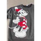 Disney Mickey Mouse Christmas Sweatshirt M Gray Santa Hat Scarf Holiday Graphic