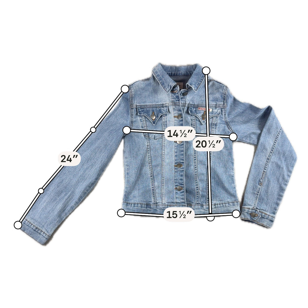 Y2K Light Wash Hudson Girls Stretch Denim Trucker Jacket XL 14/16