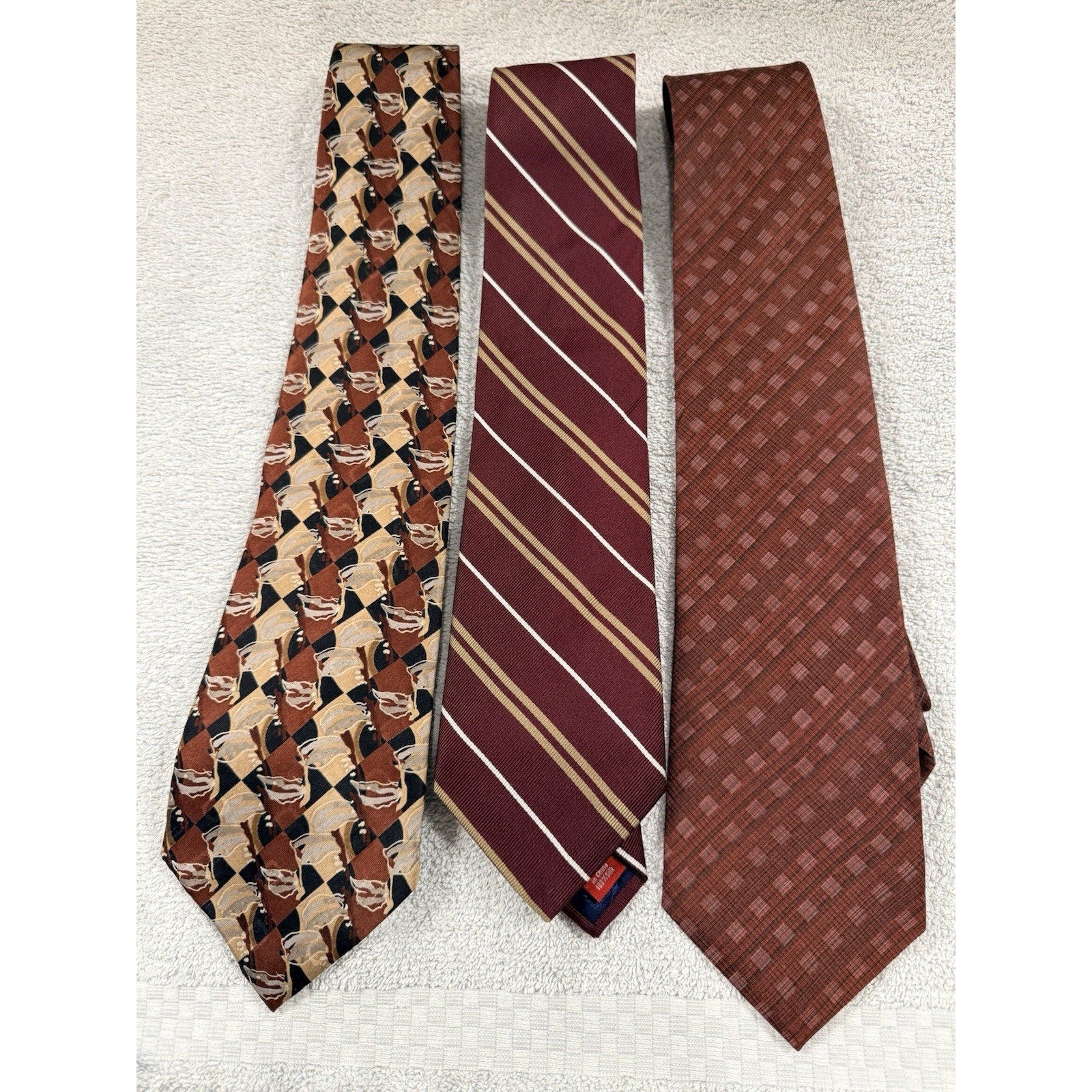 Vintage Men’s Tie Lot 3 Silk Designer Calvin Klein Chaps Carlos DeVenezia 90s