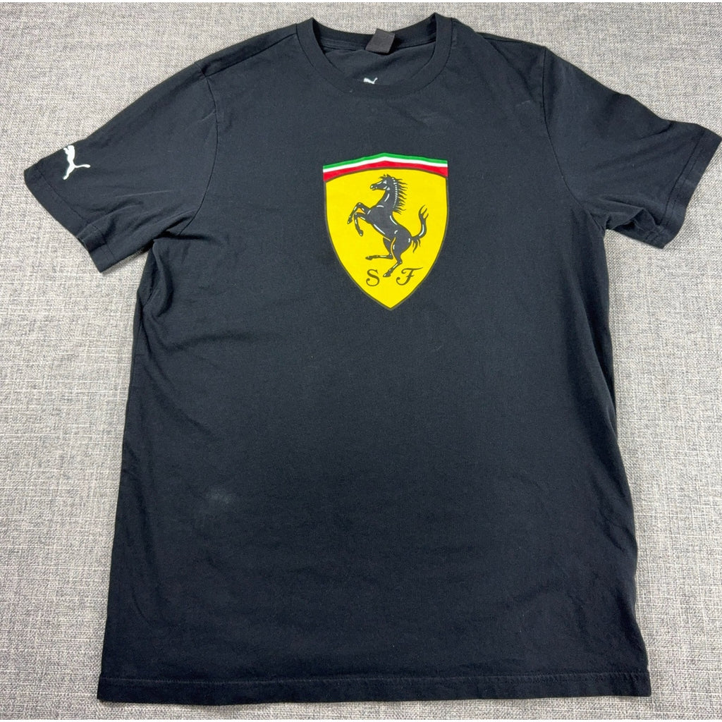 Puma Scuderia Ferrari T Shirt Mens M Black Shield Logo F1 Racing 620207-01