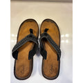 Clarks Womens 9W Black Leather Thong Sandals Wide Comfort Casual Slip On