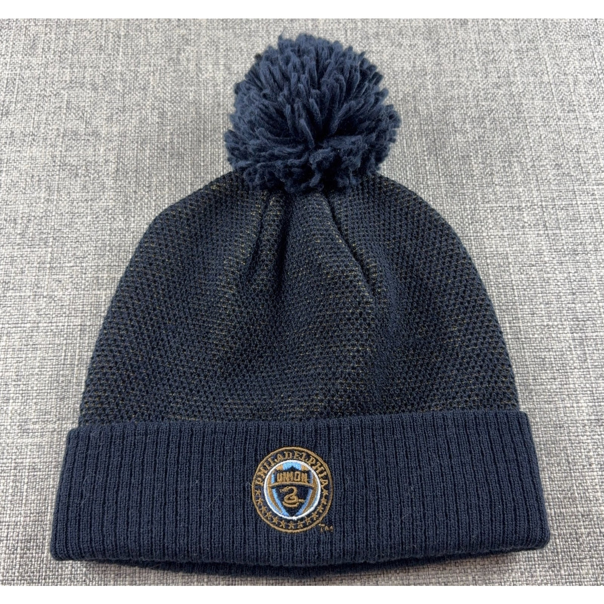 Philadelphia Union Adidas MLS Pom Beanie Knit Hat Navy Gold 2016 Soccer