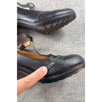 Trary Black Leather T Strap Mary Jane Pumps Womens 8 Brogue Block Heel Gothic
