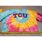 TCU Horned Frogs Sweatshirt Womens Large Tie Dye Crop Pressbox Pullover NCAA