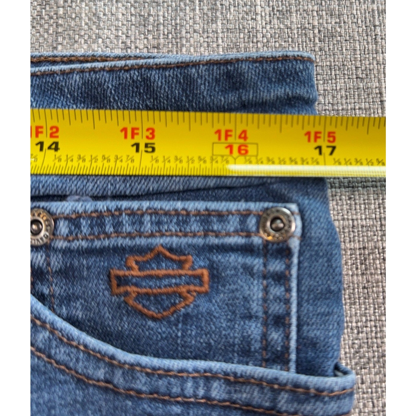 Harley Davidson Womens Jeans 34x31 Bootcut Blue Denim Genuine MotorClothes Biker