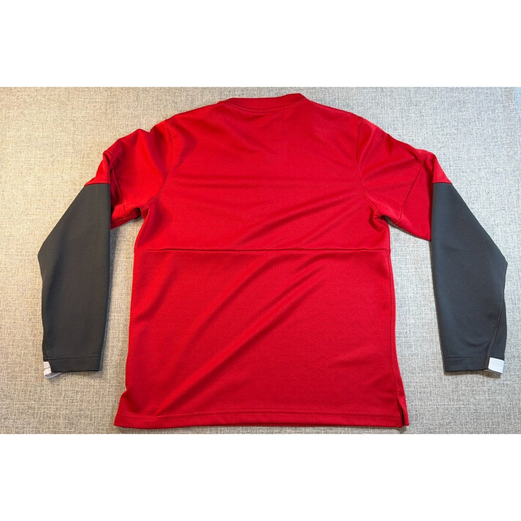 Nike Men M Red Black Colorblock 1/4 Zip Athletic Pullover Thumbholes