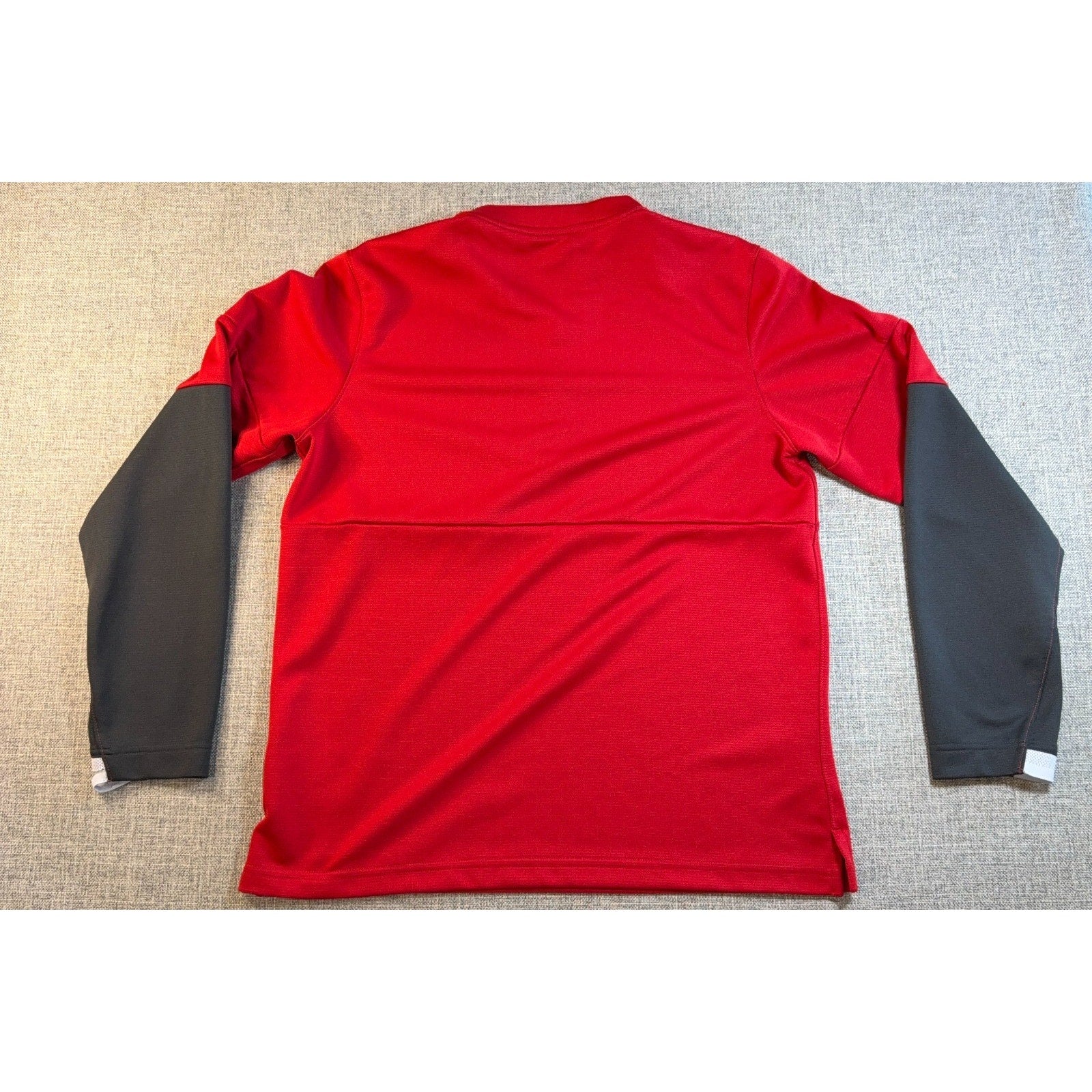 Nike Men M Red Black Colorblock 1/4 Zip Athletic Pullover Thumbholes