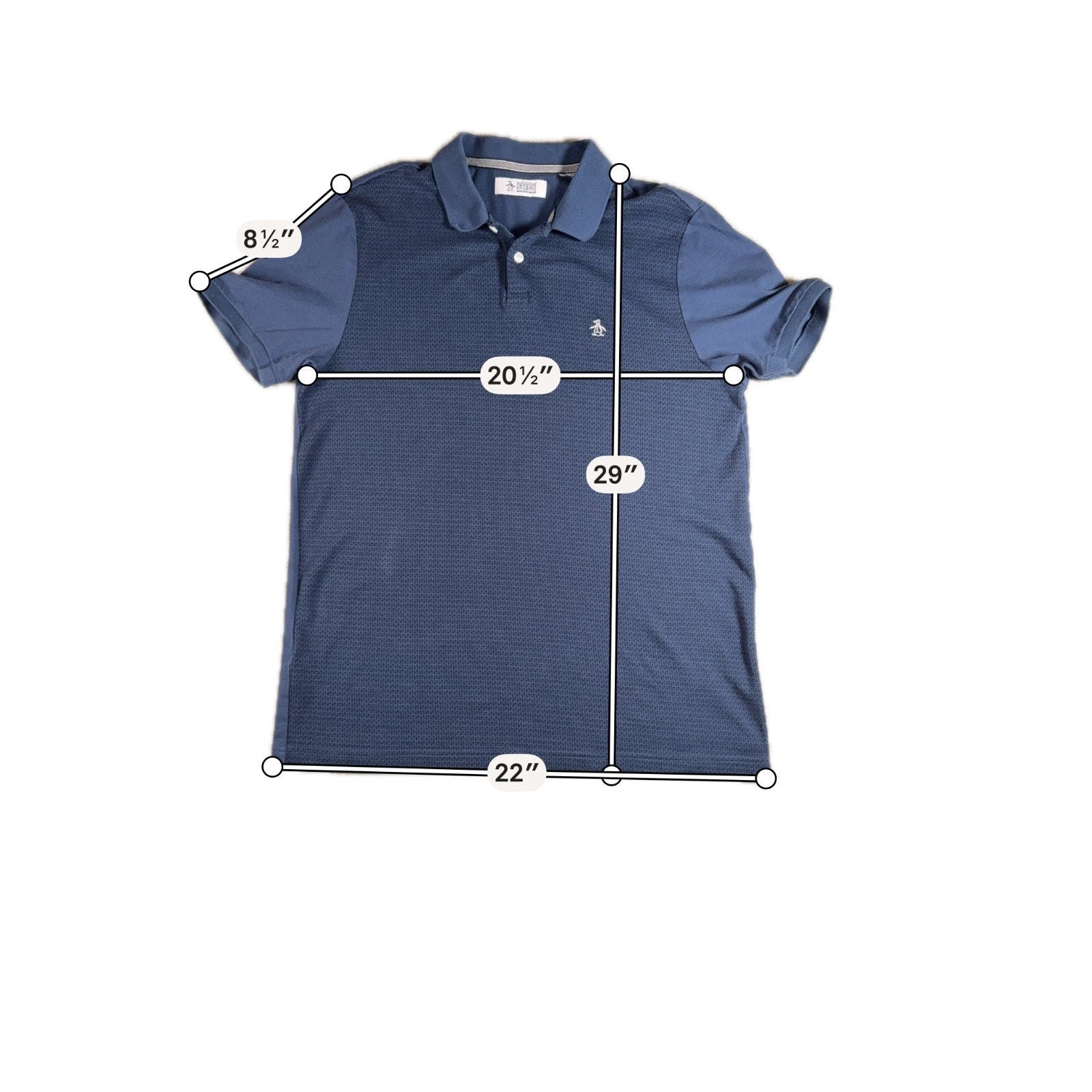 Original Penguin Polo Shirt Mens M Navy Blue Textured Cotton Golf Casual