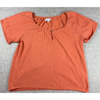 Madewell Texture & Thread Top Womens S Burnt Orange Textured Keyhole Blouse