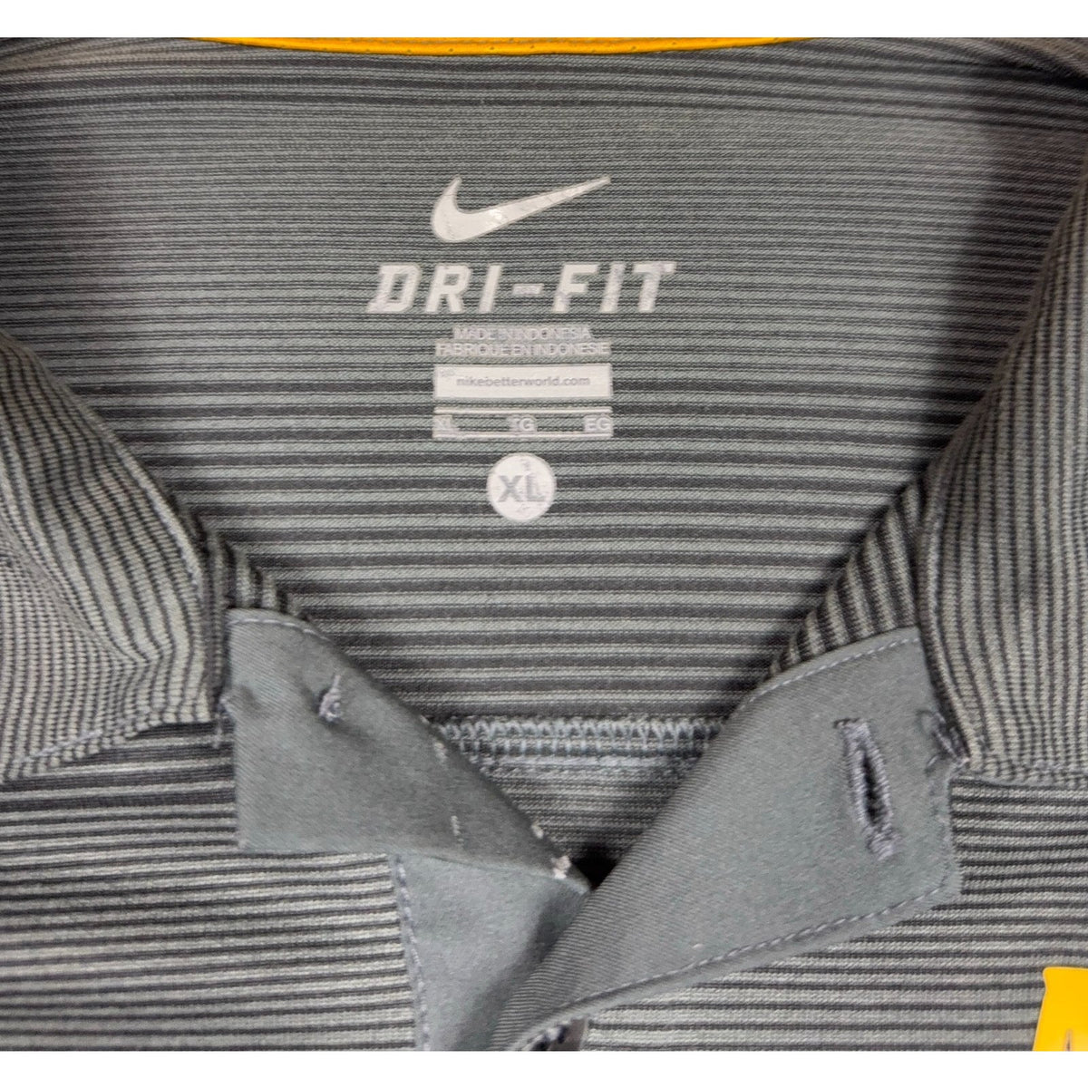 Nike Dri Fit Mizzou Missouri Tigers Polo Shirt Mens XL Gray Striped Golf