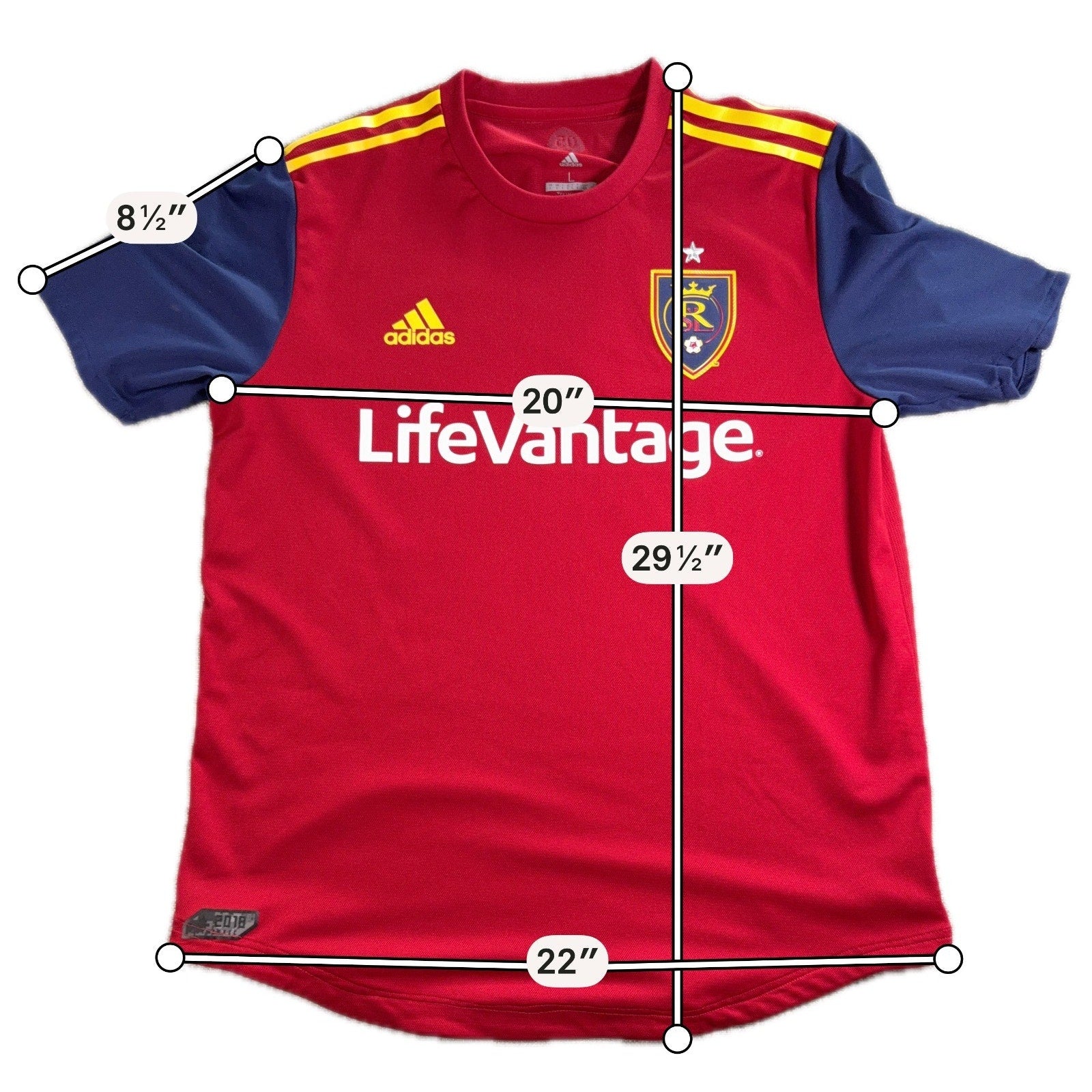 Real Salt Lake Adidas Jersey Mens Large 2018 MLS LifeVantage Climacool RSL Socce
