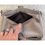Rebecca Minkoff Mini MAC Crossbody Bag Gray Leather Chain Strap Purse