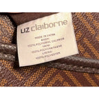 Liz Claiborne Brown Monogram Shoulder Bag Purse Faux Leather Geometric
