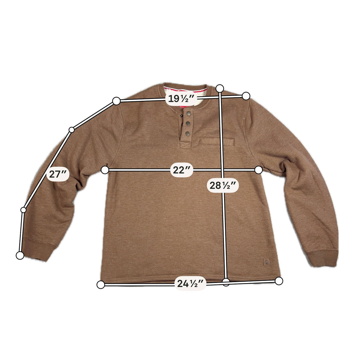 Coleman Sherpa Lined Henley Mens XL Brown Waffle Knit Workwear Pullover