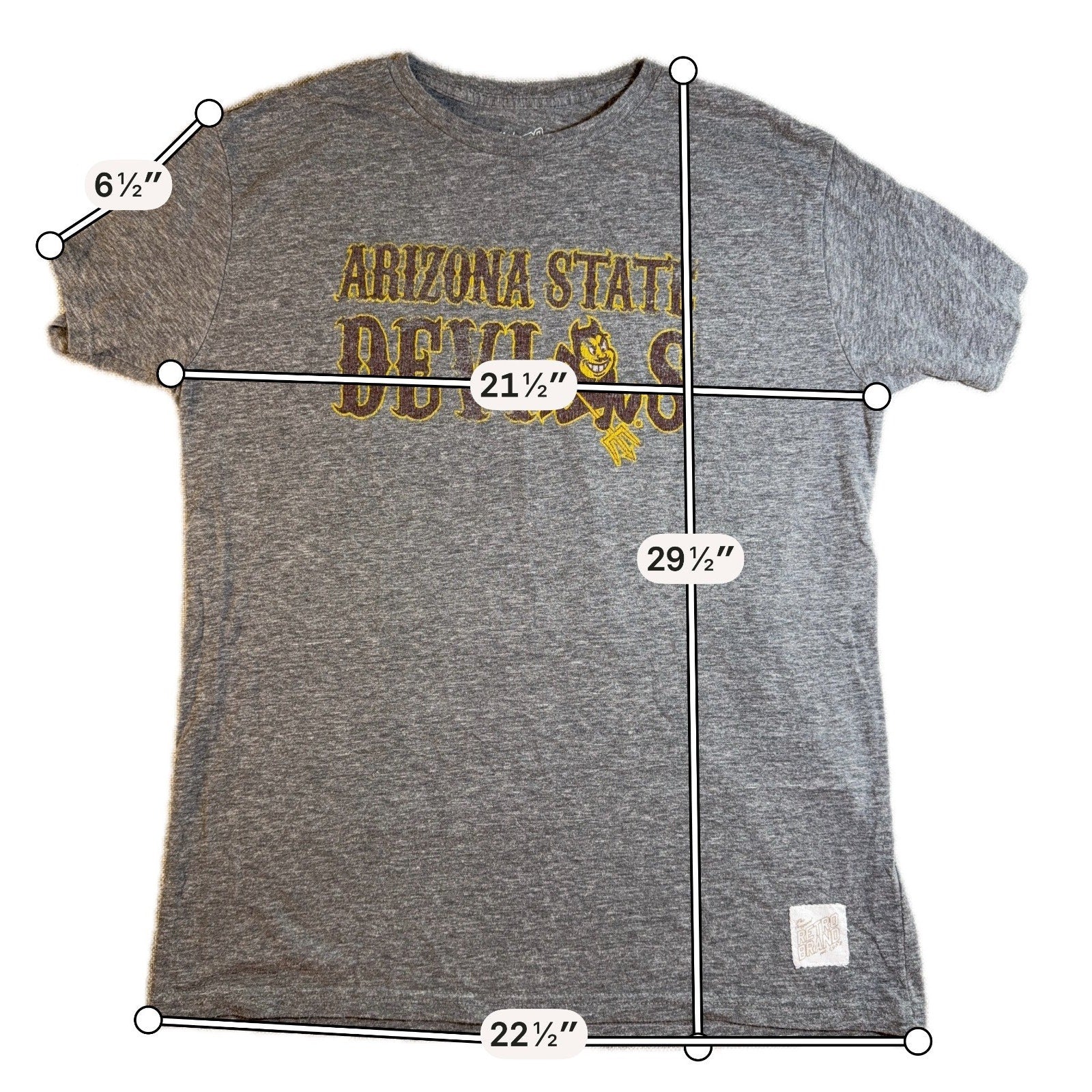 Original Retro Brand Arizona State Sun Devils Shirt Mens L Gray Tri Blend ASU