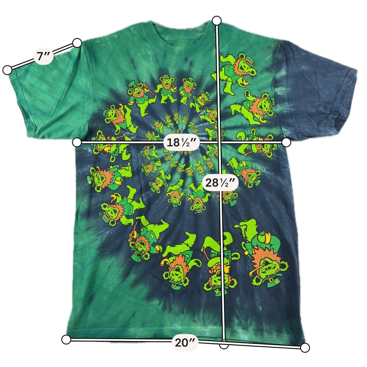 Liquid Blue Grateful Dead St Patrick’s Day Bears Tie Dye T Shirt Men M
