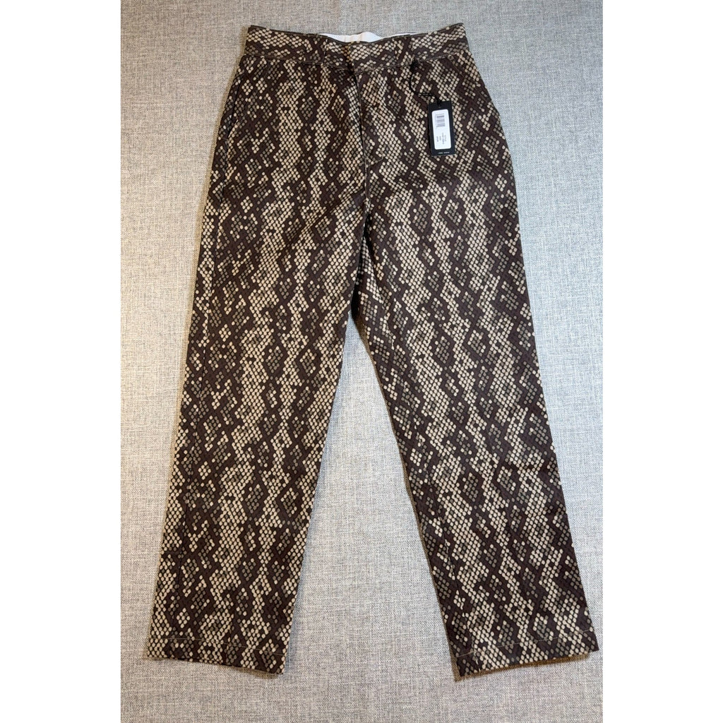 Dickies Womens 8R Snakeskin Pants Brown Python Workwear Trousers NWT
