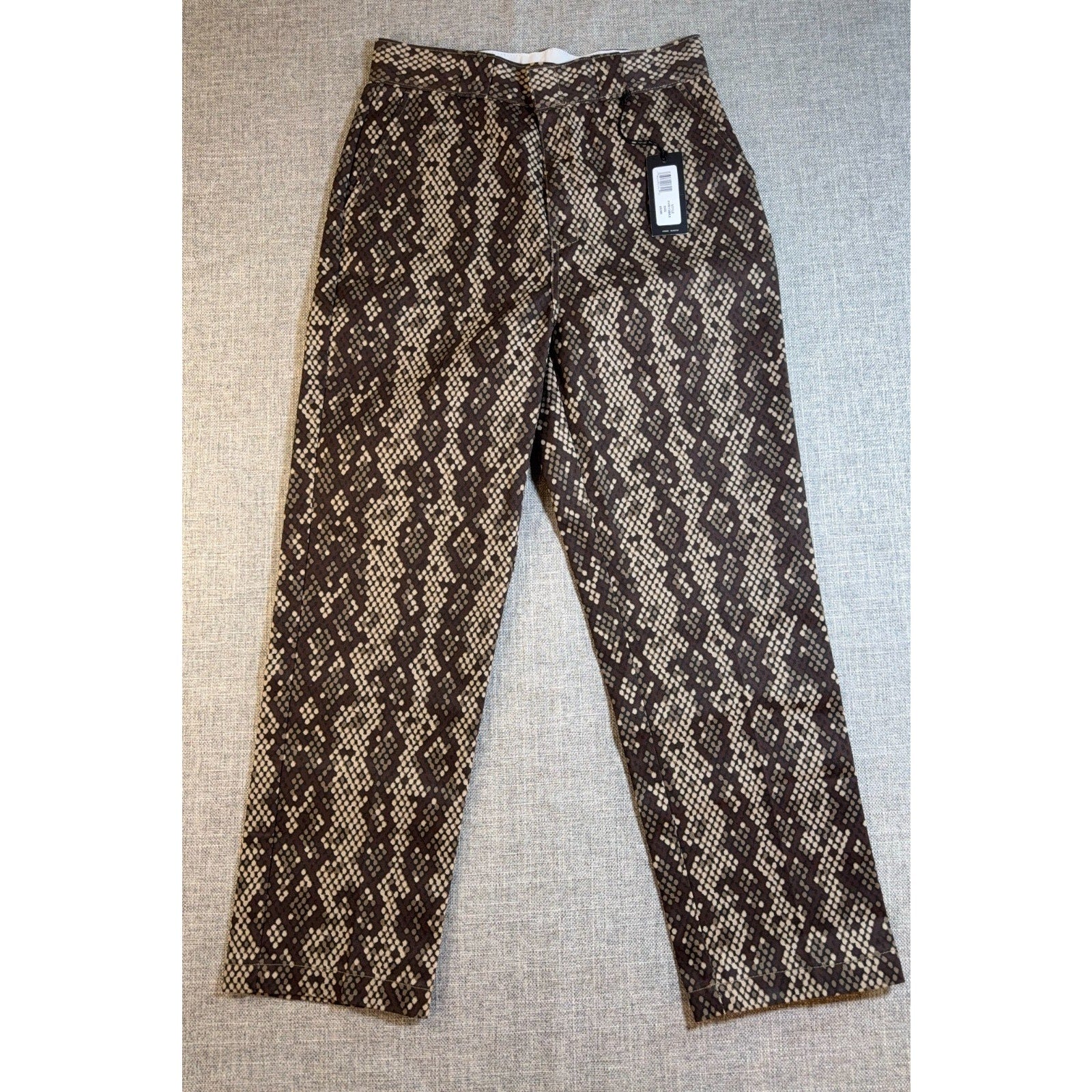 Dickies Womens 8R Snakeskin Pants Brown Python Workwear Trousers NWT