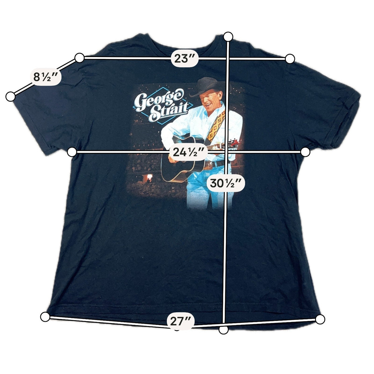 George Strait 2023 Tour T Shirt Mens 2XL Black Country Concert Double Sided