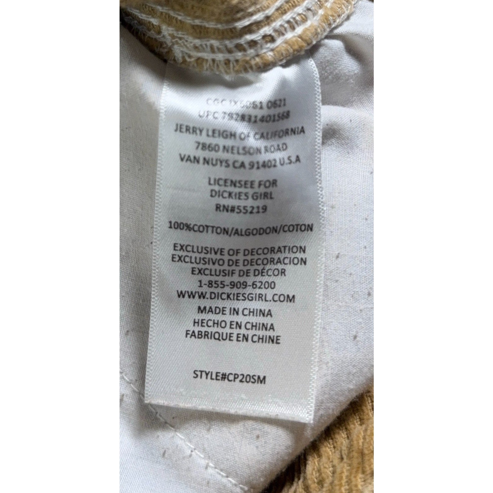 Dickies Girl Corduroy Carpenter Pants Womens Juniors 7/28 Tan Y2K Utility