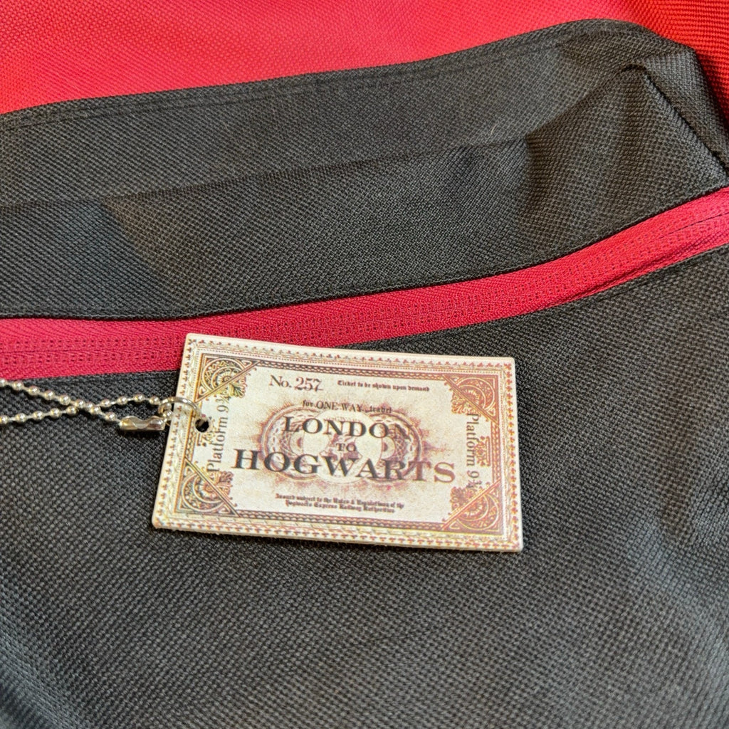 Harry Potter Hogwarts Express Platform 9 3/4 Backpack Red Black Ticket Charm