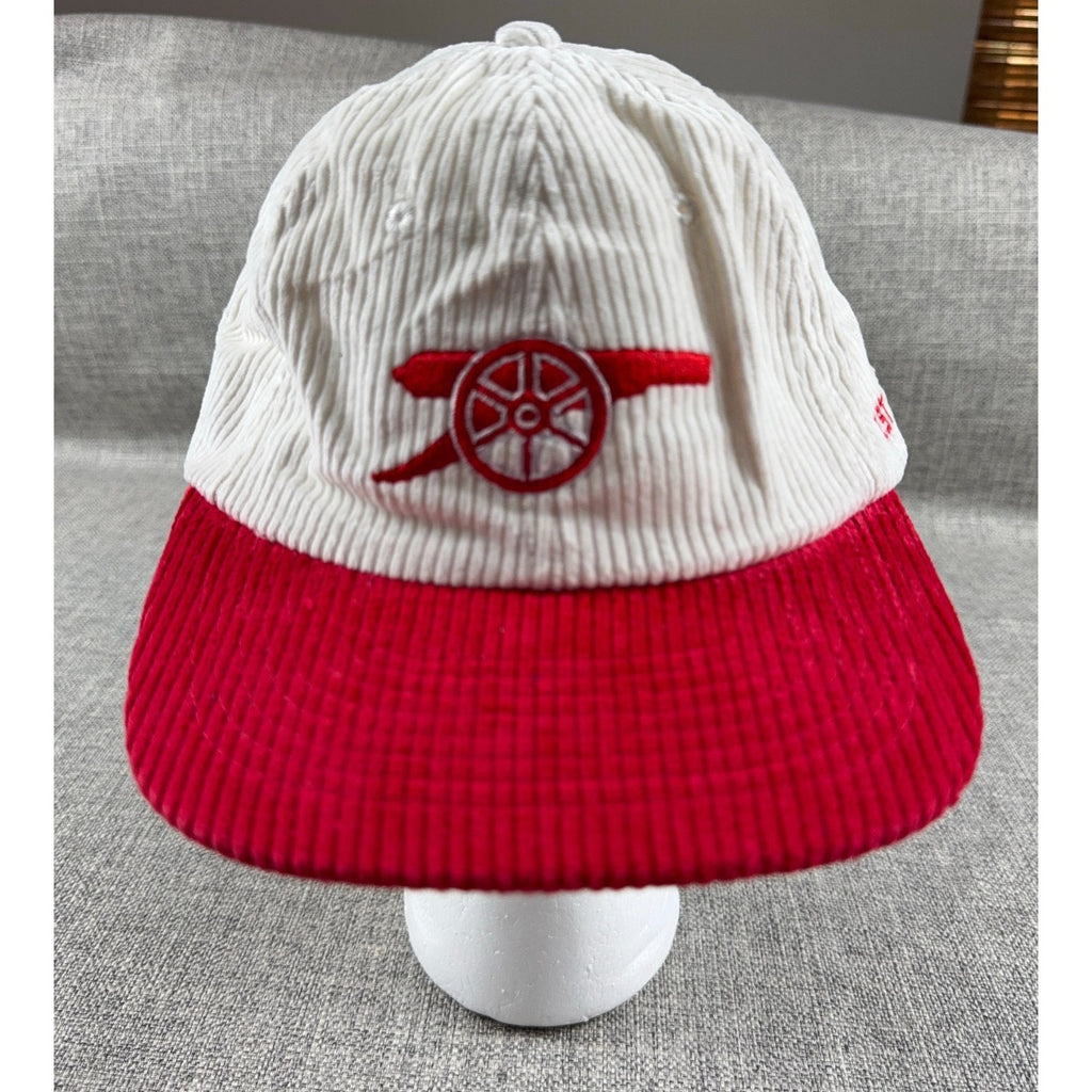 Arsenal FC Corduroy Hat Cap Cream Red Cannon Logo Est 1886 Adjustable Soccer