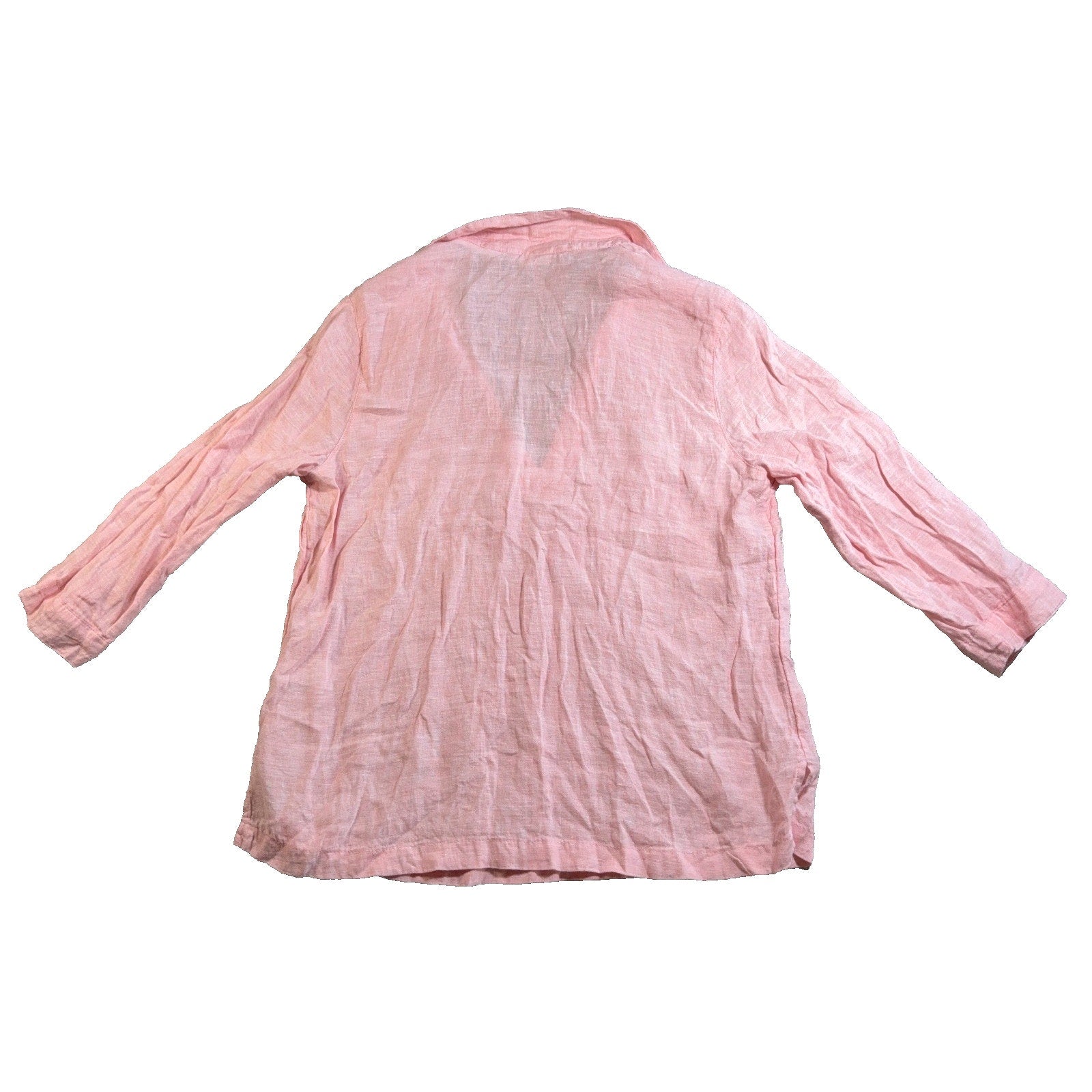 Sigrid Olsen Linen Tunic Blouse Women M Pink Popover Collared Lagenlook Top