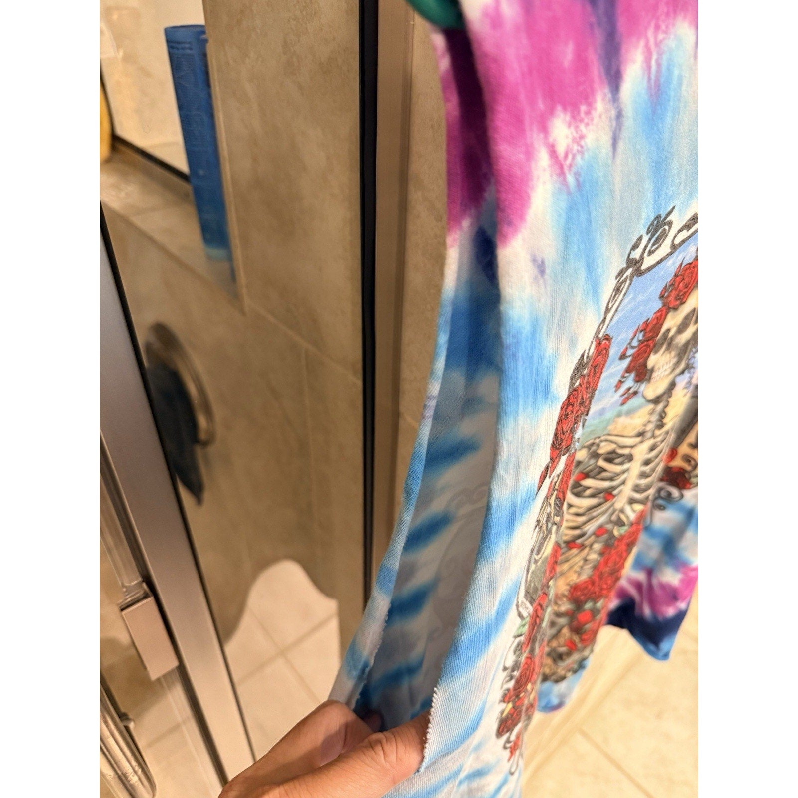 Liquid Blue Grateful Dead Tie Dye Cut Off Shirt XL Skeleton Roses Tank Tee