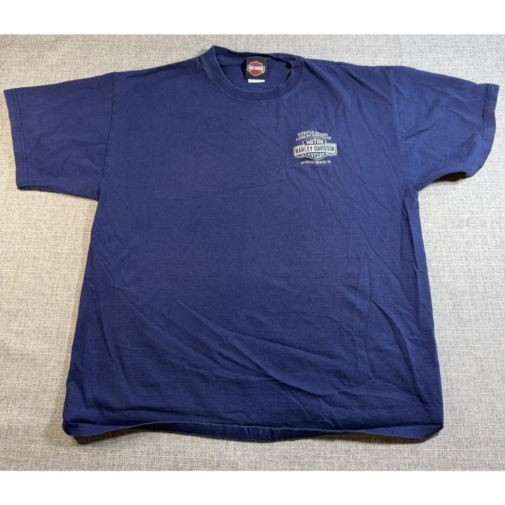 Harley Davidson Myrtle Beach T Shirt Men XL Navy Embroidered Logo South Carolina