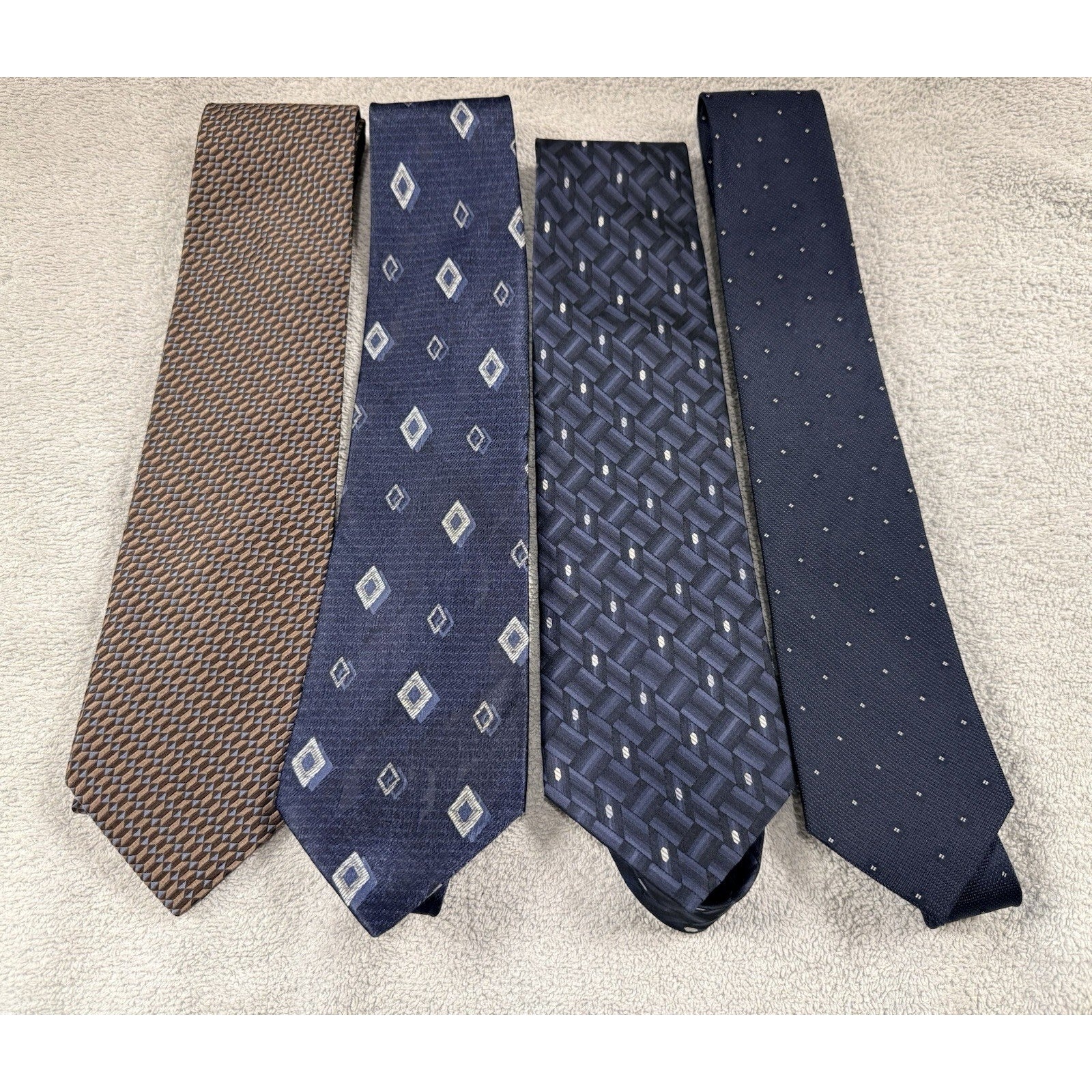 Vintage Mens Silk Tie Lot Calvin Klein Jones New York Don Loper Blue Geometric