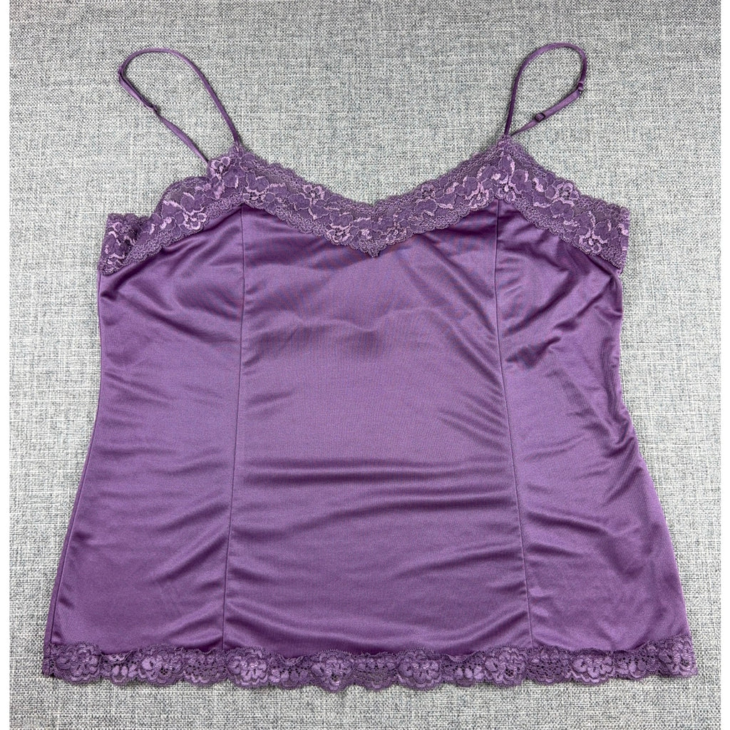 Y2K Worthington Satin Lace Camisole Set XL Purple Berry Cami Tops