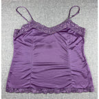 Y2K Worthington Satin Lace Camisole Set XL Purple Berry Cami Tops