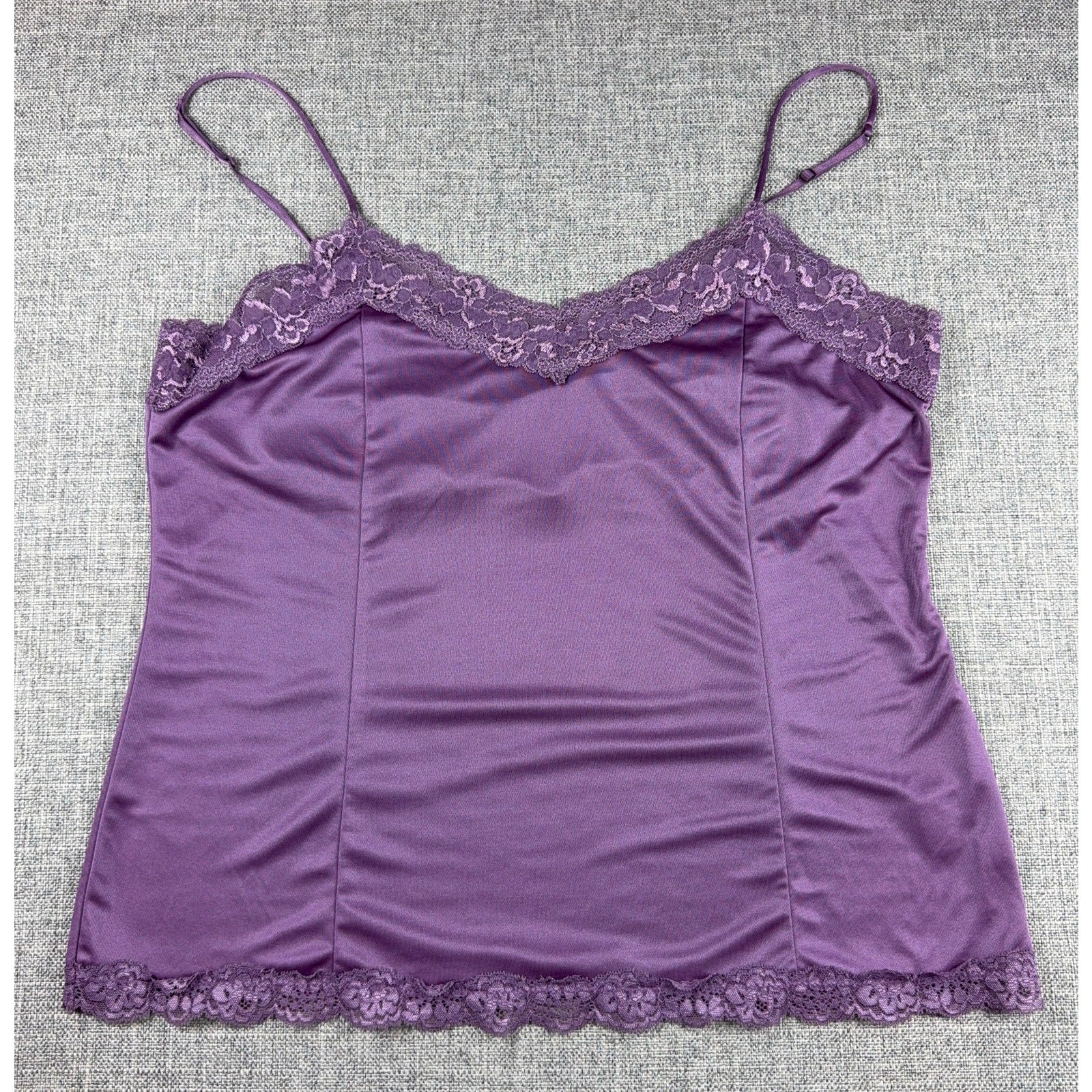 Y2K Worthington Satin Lace Camisole Set XL Purple Berry Cami Tops