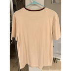 Velez Artisan Knit Top Womens L Beige 100% Cotton Short Sleeve Minimalist Luxury