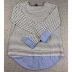J Crew Mercantile Womens M Striped Mixed Media Top Chambray Shirttail Long Sleev