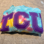 TCU Horned Frogs Sweatshirt Womens Large Tie Dye Crop Pressbox Pullover NCAA